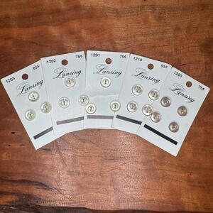 Vintage New Lansing Button Lot 5 Cards Variety Pack of 3/8"